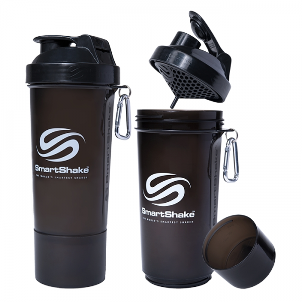 фото Шейкер smartshake slim 500 мл дымчатый чёрный