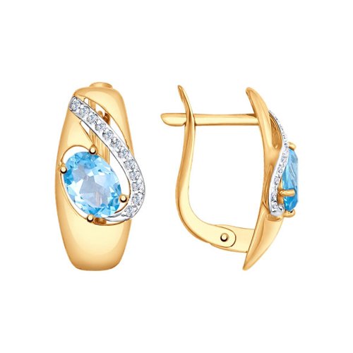 

Серьги женские из золота SOKOLOV 724820, топаз/фианит, 724820