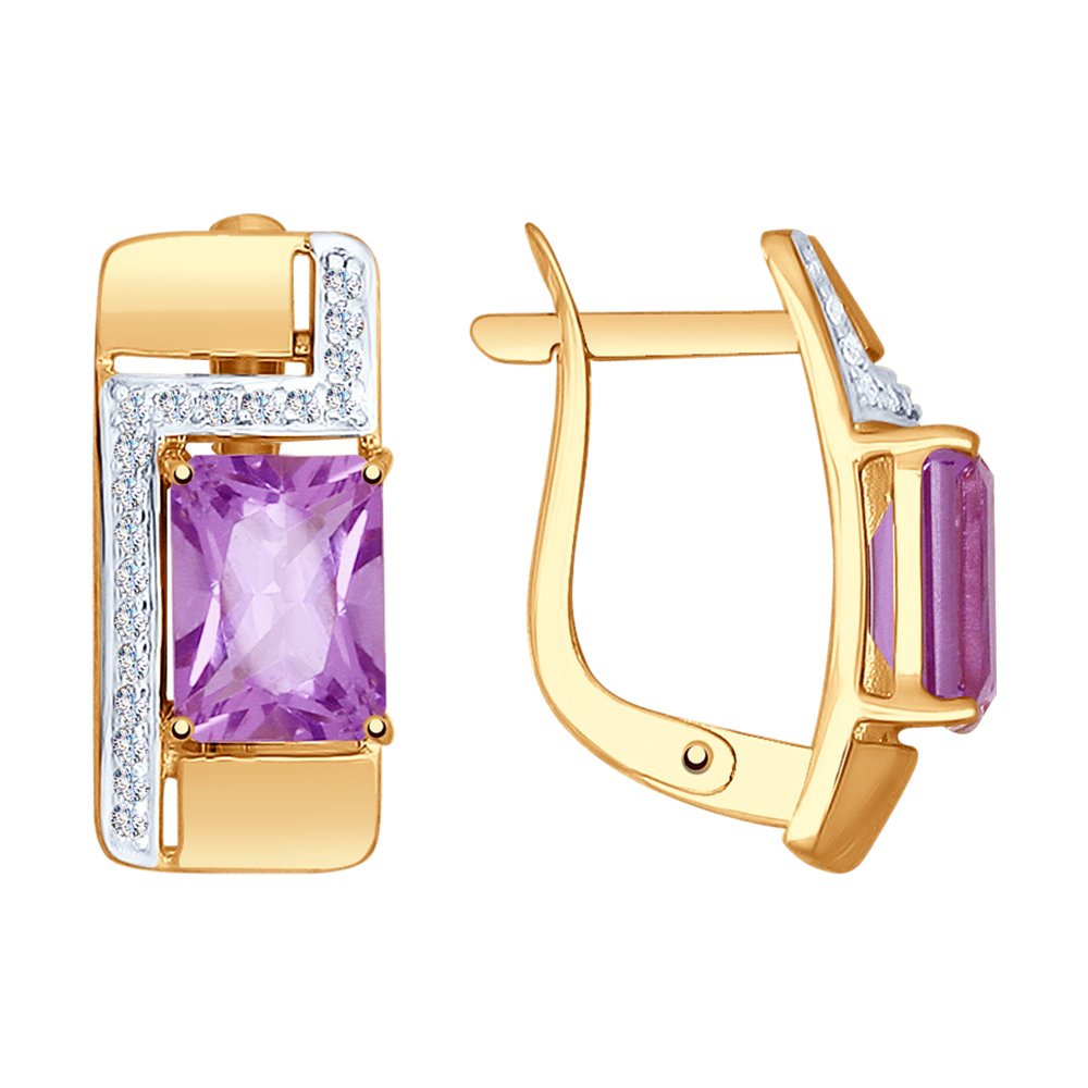 

Серьги женские из золота SOKOLOV 725158, аметист/фианит, 725158