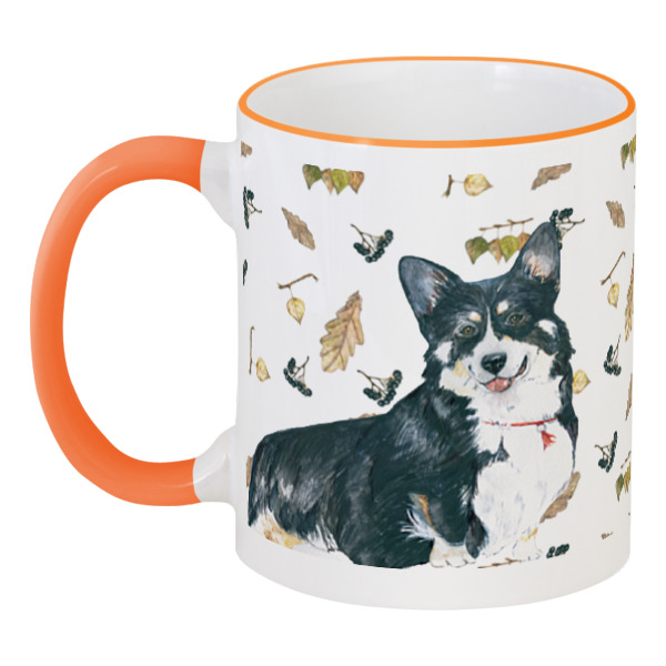 фото Кружка printio с цветной ручкой и ободком моя любимая собака