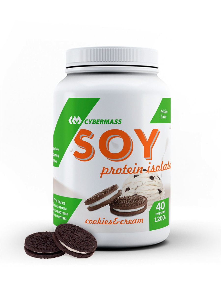 Протеин CyberMass Soy Protein, 1200 г, cookies & cream