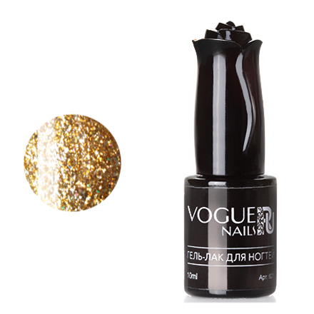 Гель-лак с блестками Vogue Nails голографический с фольгой, плотный, желтый золото, 10 мл