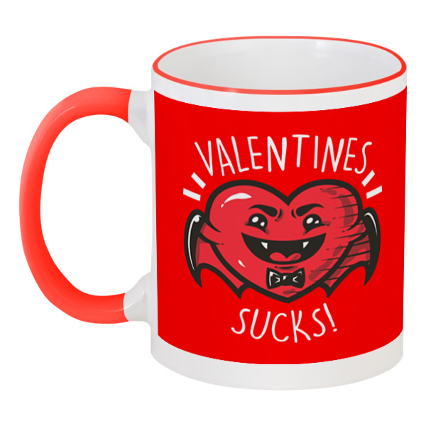 фото Кружка printio с цветной ручкой и ободком valentines sucks!