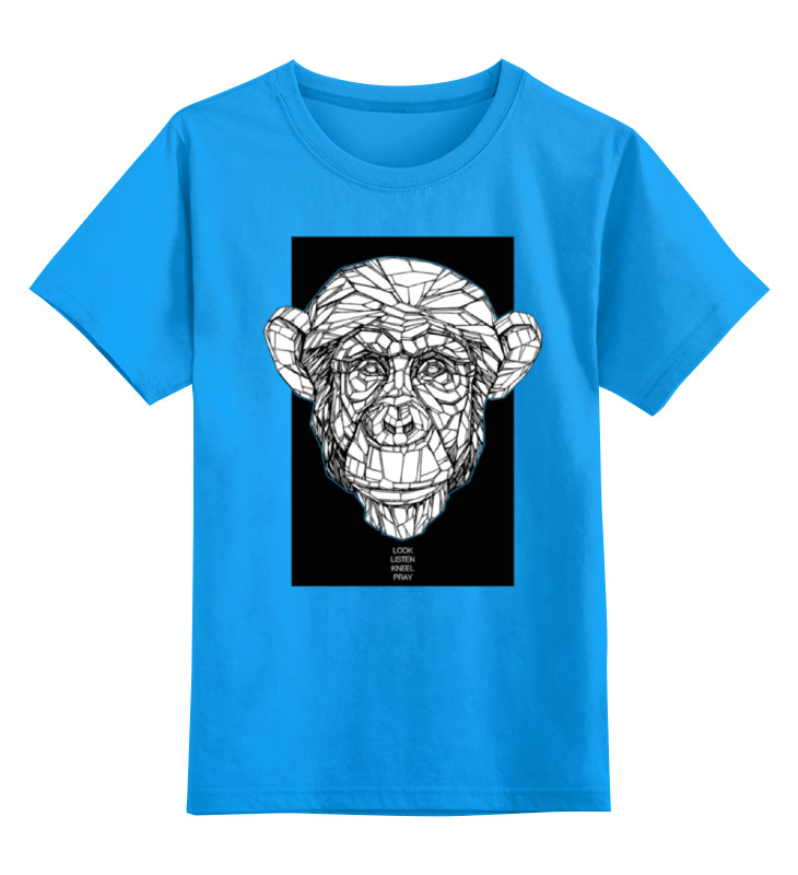 

Детская футболка классическая Printio Monkey, р. 152, Голубой, 0000000683608