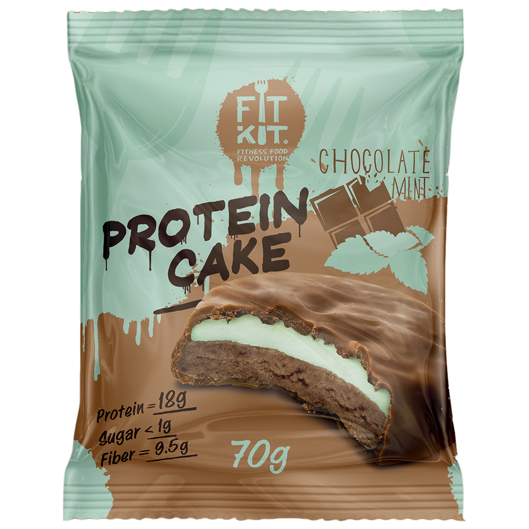 фото Fit kit protein cake 70 г мини-набор из 3 шт шоколад-мята