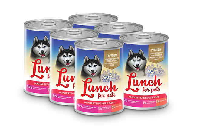 фото Влажный корм для собак lunch for pets , нежная телятина, 6шт, 850г