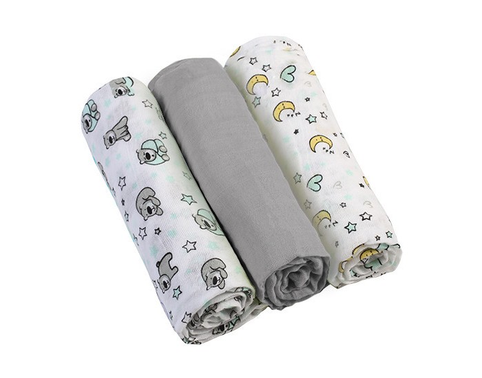 

Комплект из 3 пелёнок Babyono цвет: серый, 70х70 см