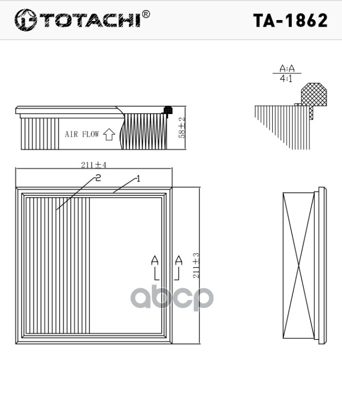 Фильтр воздушный TOTACHI TA-1862