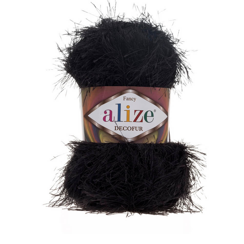 

Пряжа ALIZE травка "Decofur", цвет 60 чёрный, 5 мотков, арт. 364128