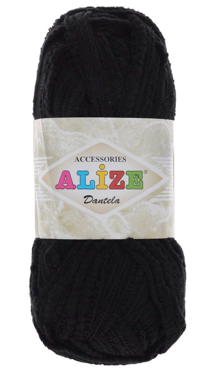 

Пряжа Alize 364132 Dantela 60 черный, Dantela