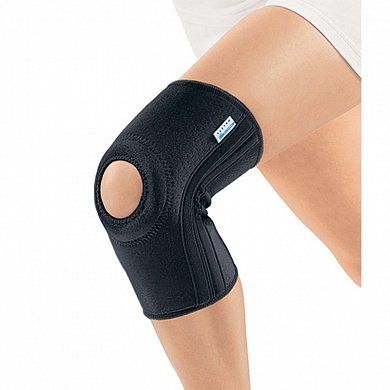 фото Согревающий бандаж на коленный сустав с пателлярным кольцом rkn-103(m) orlett черный р.fl