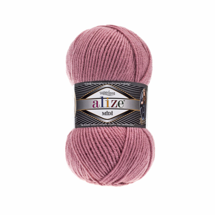 

Пряжа для вязания Alize "Superlana midi", цвет: 204 темная пудра, 170 м, 100 грамм (5 мотк