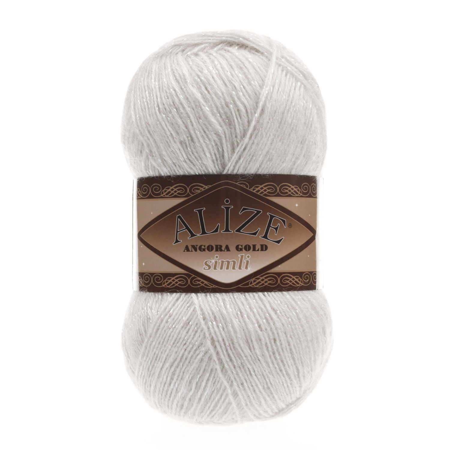 

Пряжа ALIZE Angora Gold Simli цвет 599 слоновая кость 5 мотков