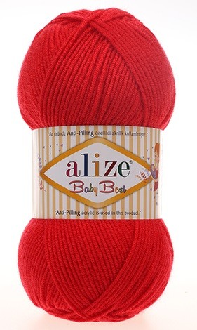 

Пряжа Alize "Baby Best", цвет: 56 красный, 240 м, 100 грамм