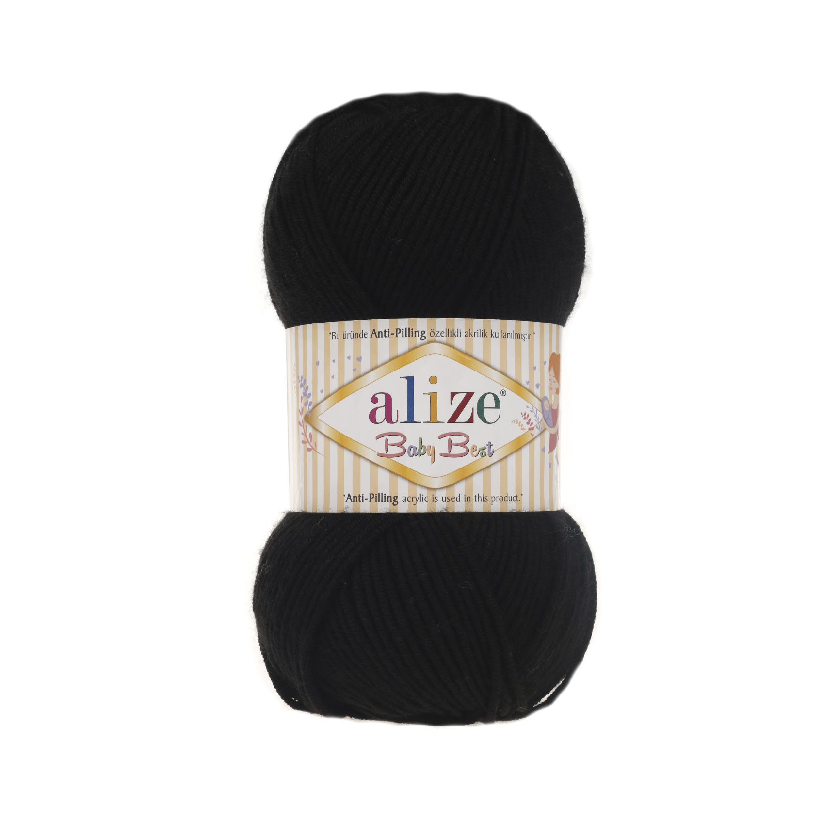 

Пряжа Alize 7722477 Baby Best 60 черный 1 шт., Baby Best