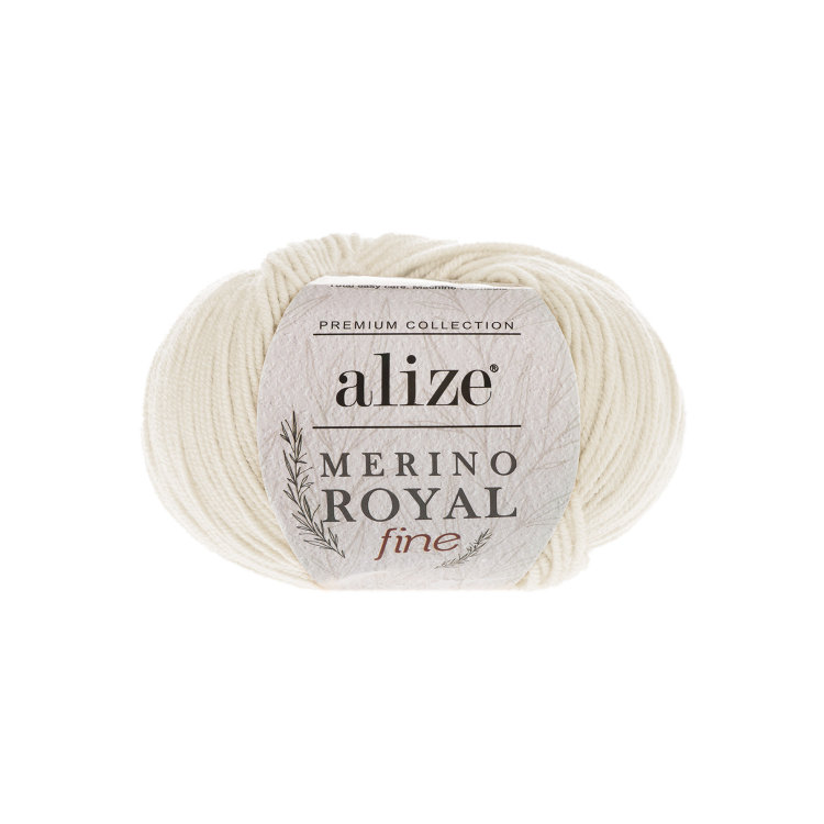 

Пряжа ALIZE Merino Royal 50г, 100м (100% шерсть) (62 молочный), 10 мотков, Merino Royal
