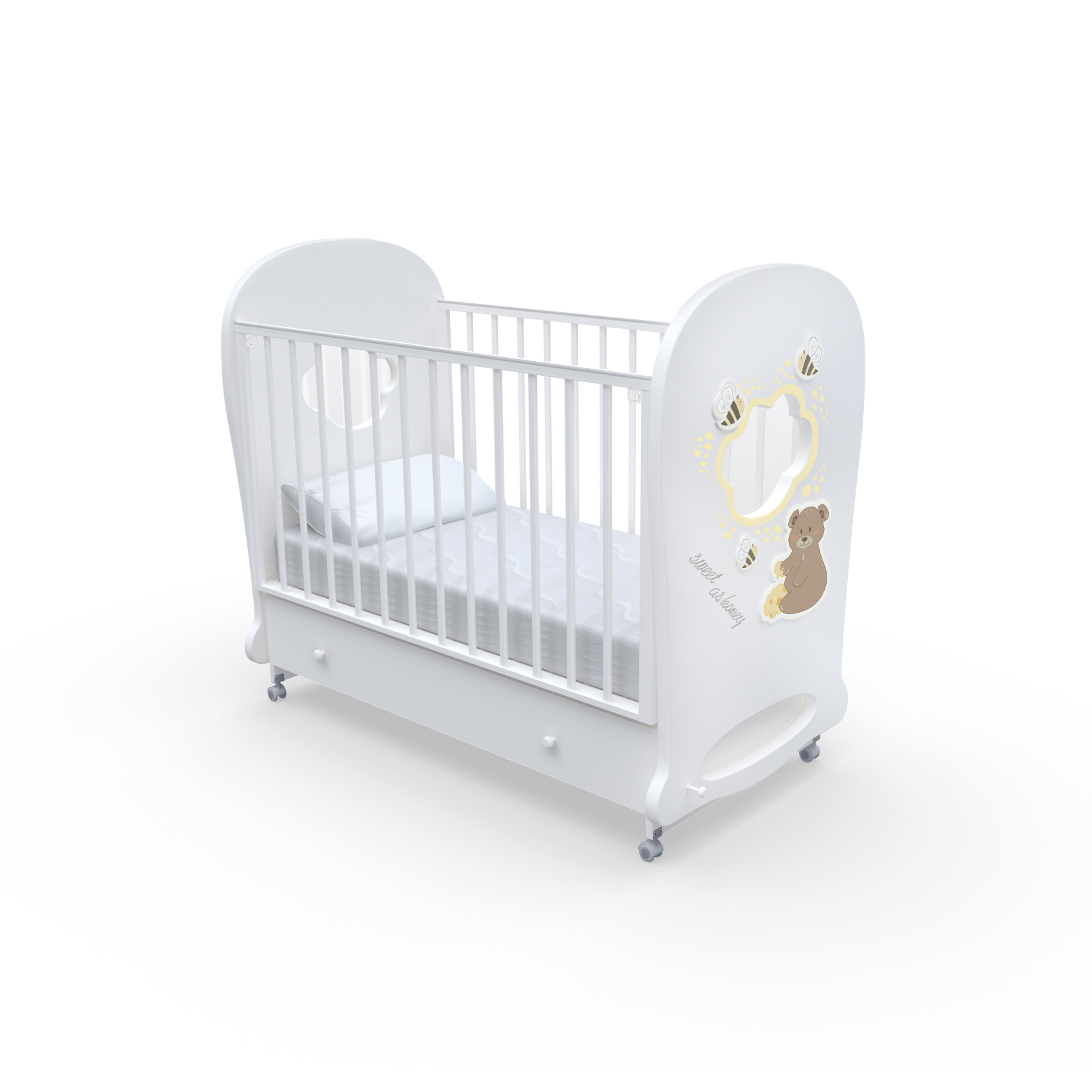 фото Детская кровать nuovita stanzione honey bear swing bianco/белый