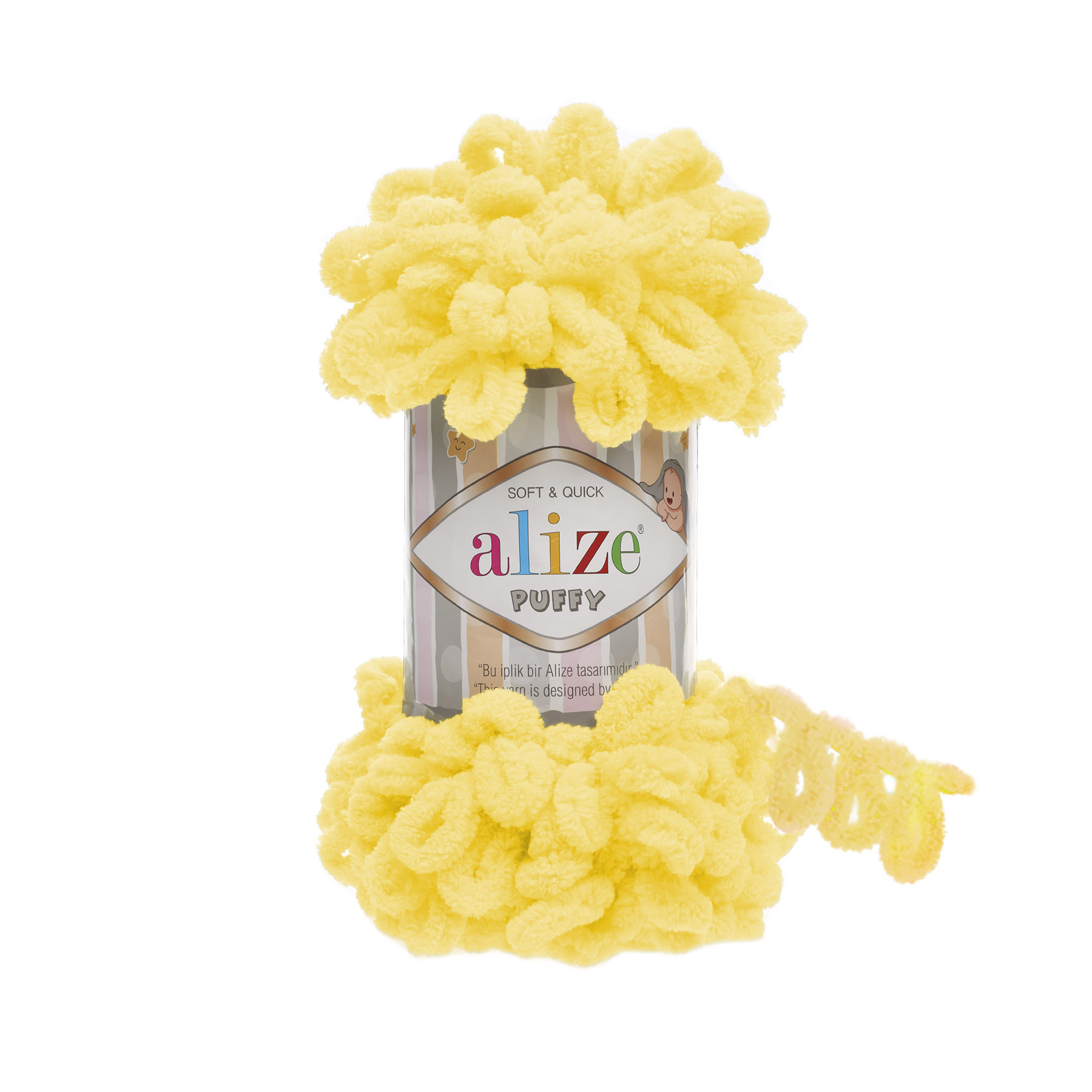 

Пряжа Alize 7722479 Puffy 216 желтый, Puffy