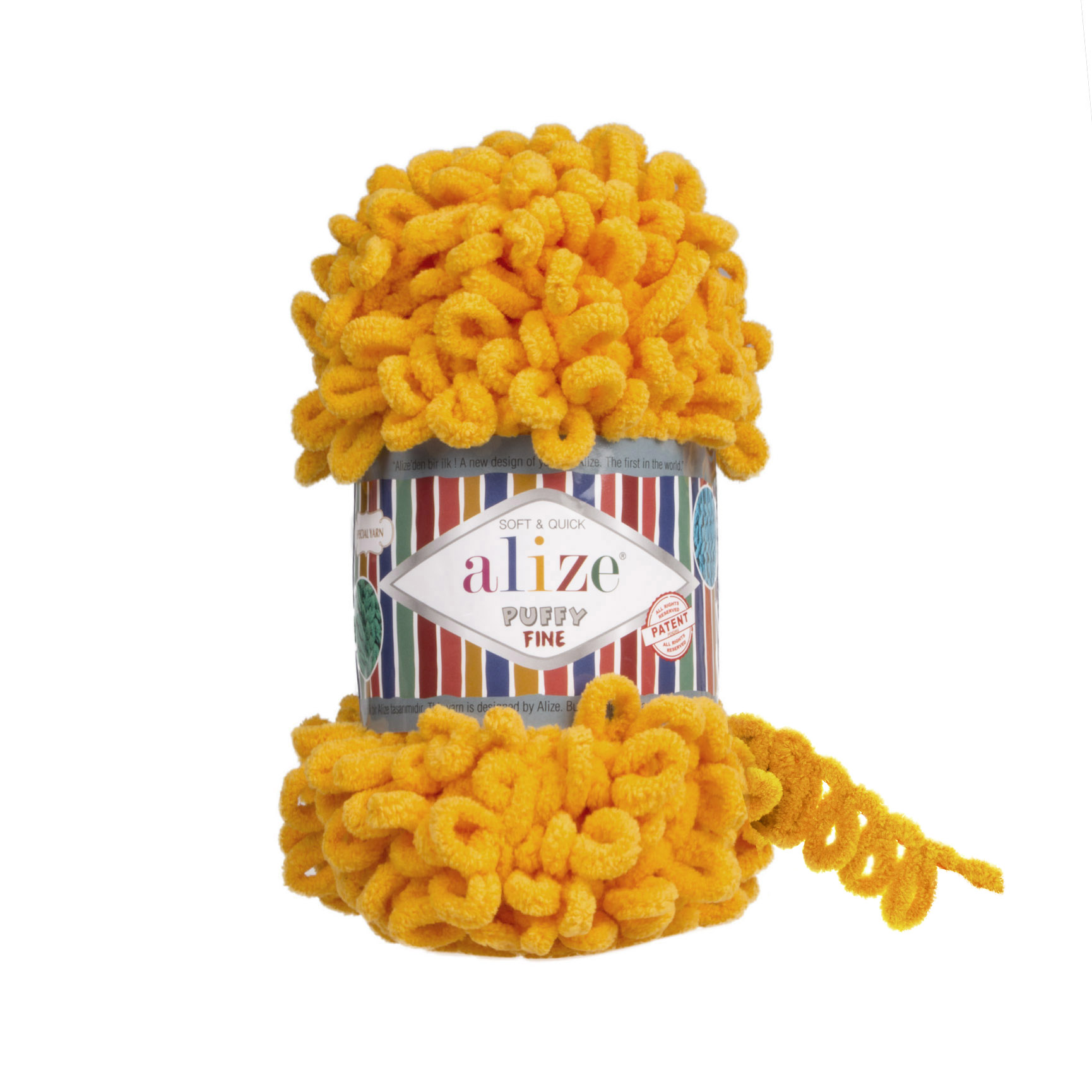 

Пряжа Alize 7725814 Puffy Fine 082 желтый, Puffy Fine