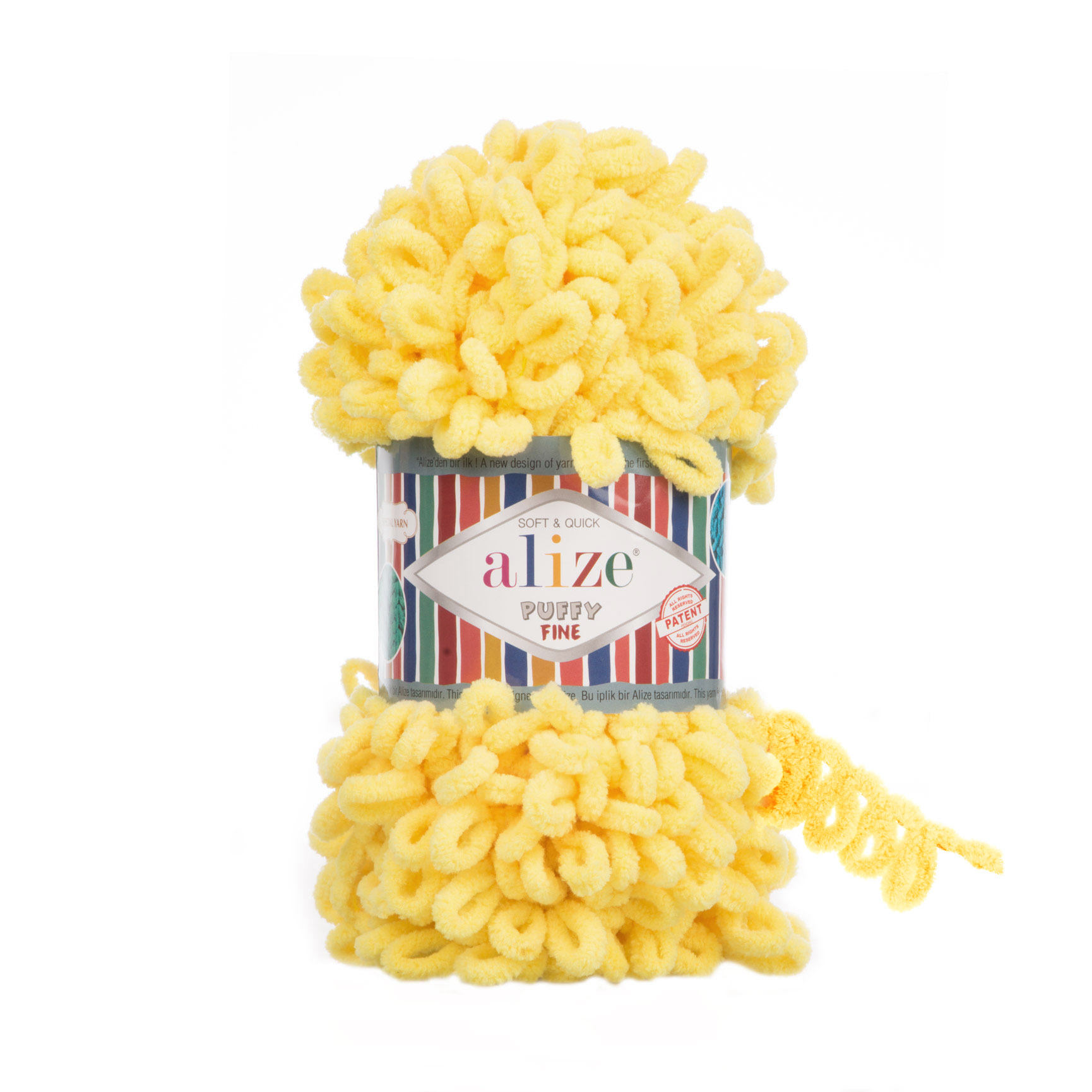 

Пряжа Alize PUFFY.FINE.113 Puffy Fine 113 желтый, Puffy Fine