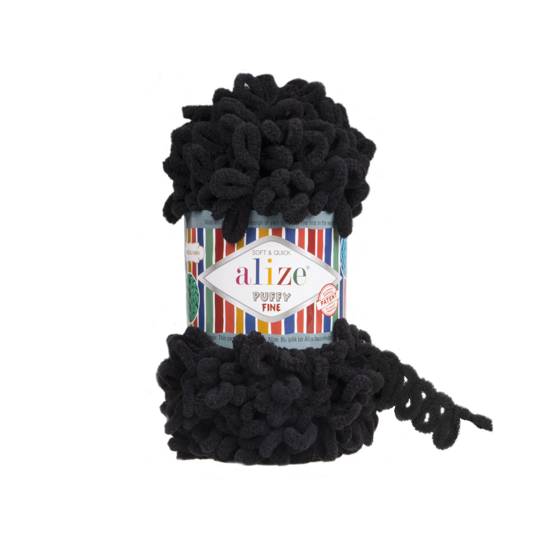 

Пряжа Alize PUFFY.FINE.060 Puffy Fine 060 черный, Puffy Fine