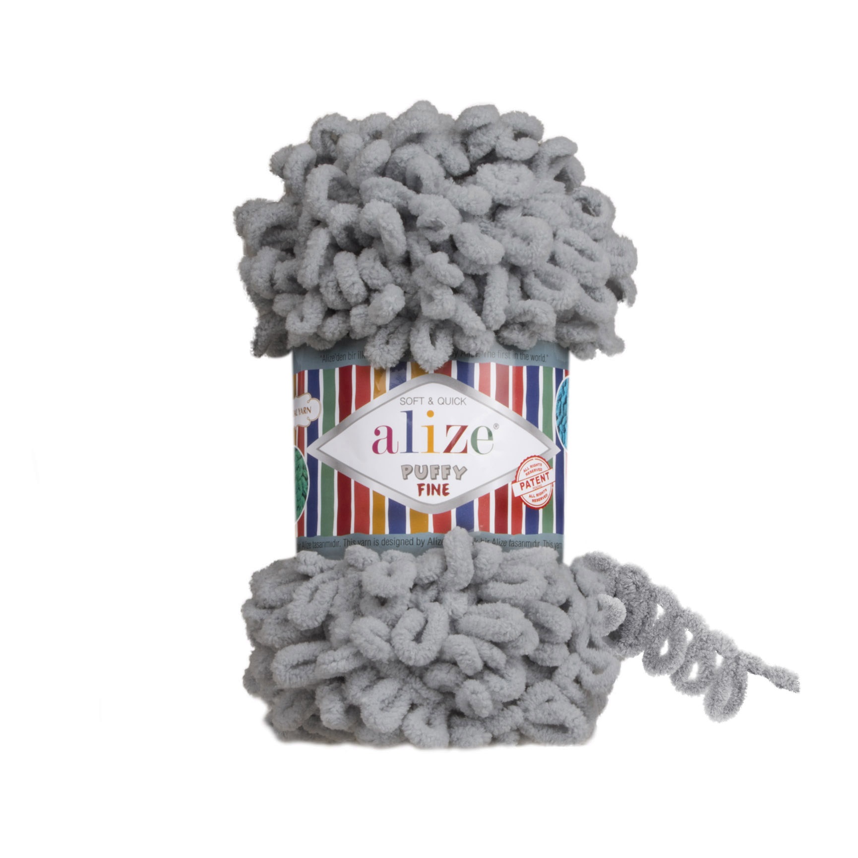 фото Пряжа alize 7725814 puffy fine 343 угольно-серый