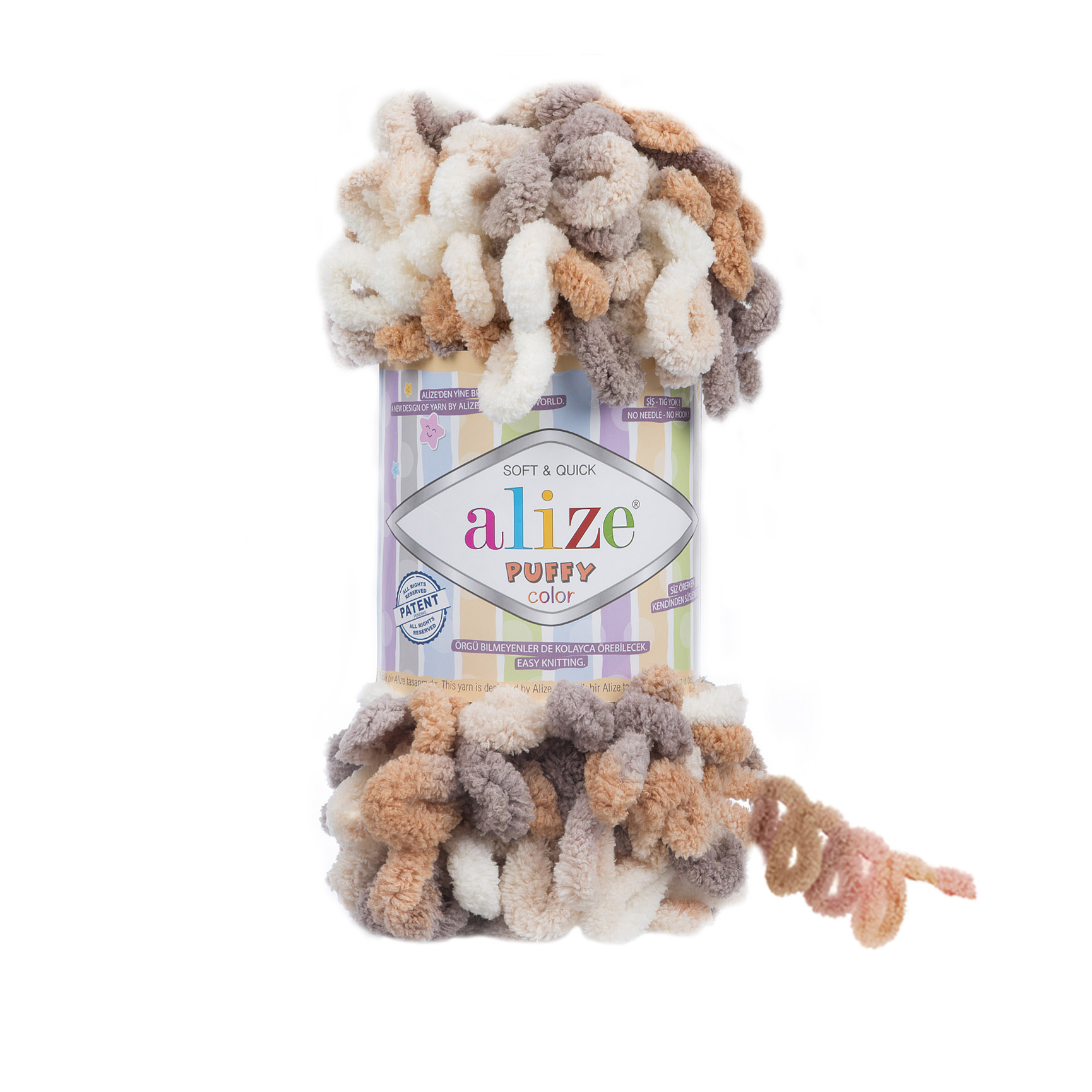 

Пряжа Alize 7722480 Puffy Color 5926 секционный, Бежевый, Puffy Color