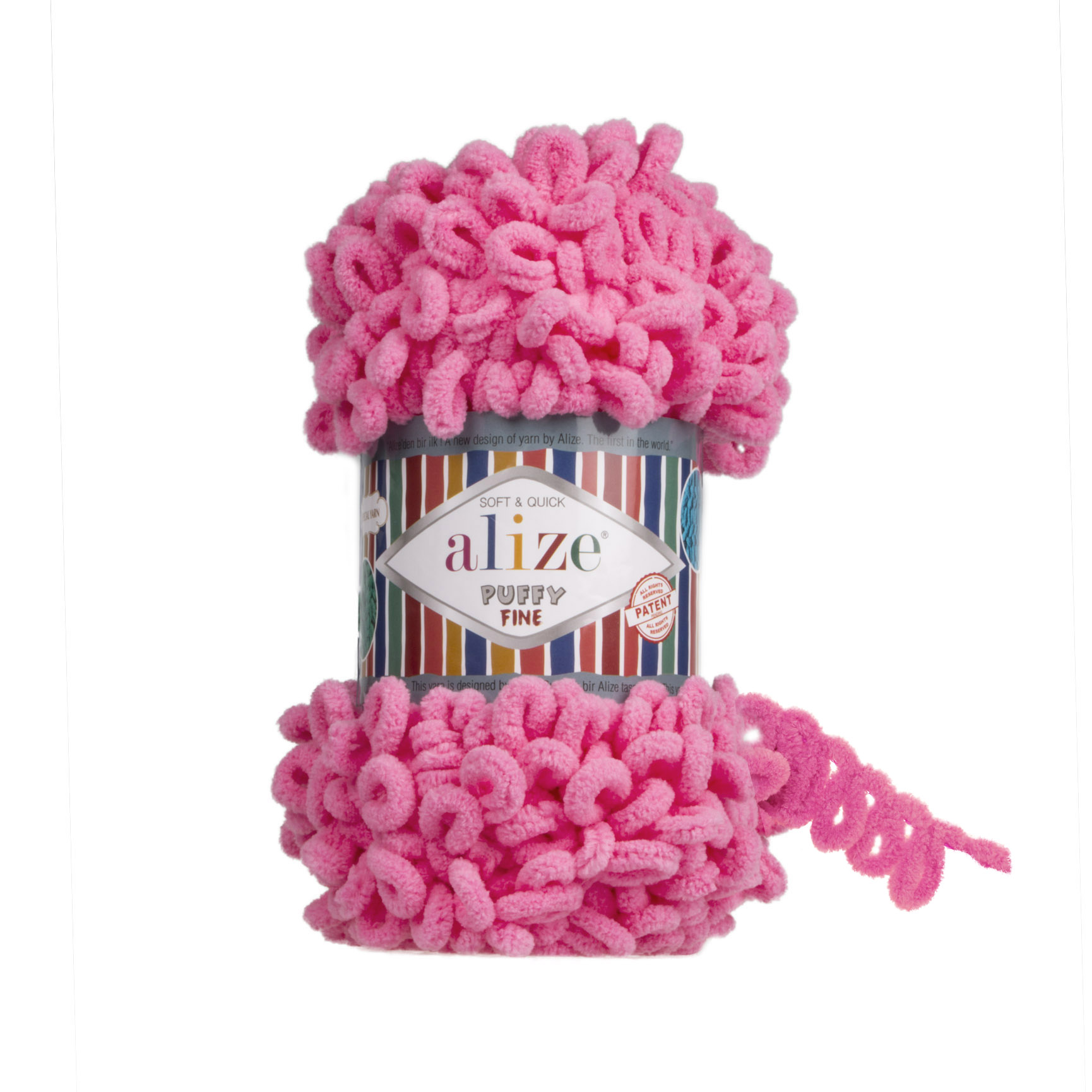 

Пряжа Alize PUFFY.FINE.121 Puffy Fine 121 леденец, Розовый, Puffy Fine