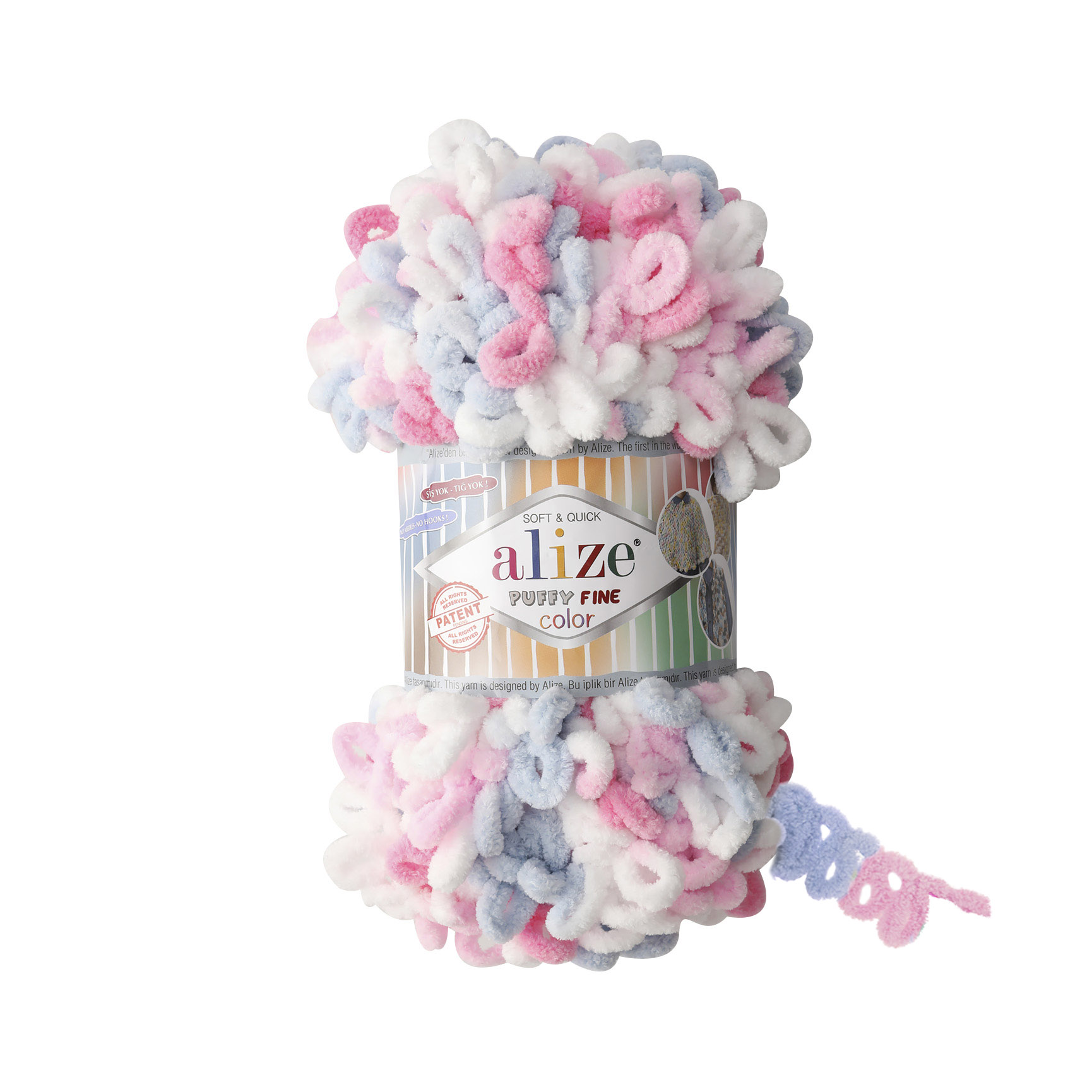 

Пряжа Alize 7728470 Puffy Fine Color 5945 секционный, Розовый, Puffy Fine Color