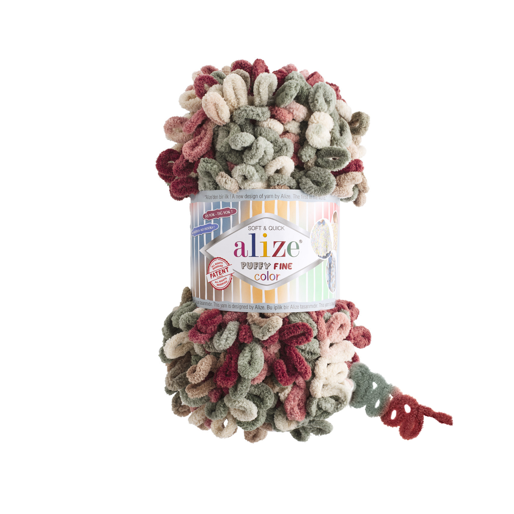 

Пряжа Alize PUFFY.FINE.C.6039 Puffy Fine Color 6039 секционный, 1 моток, Разноцветный, Puffy Fine Color