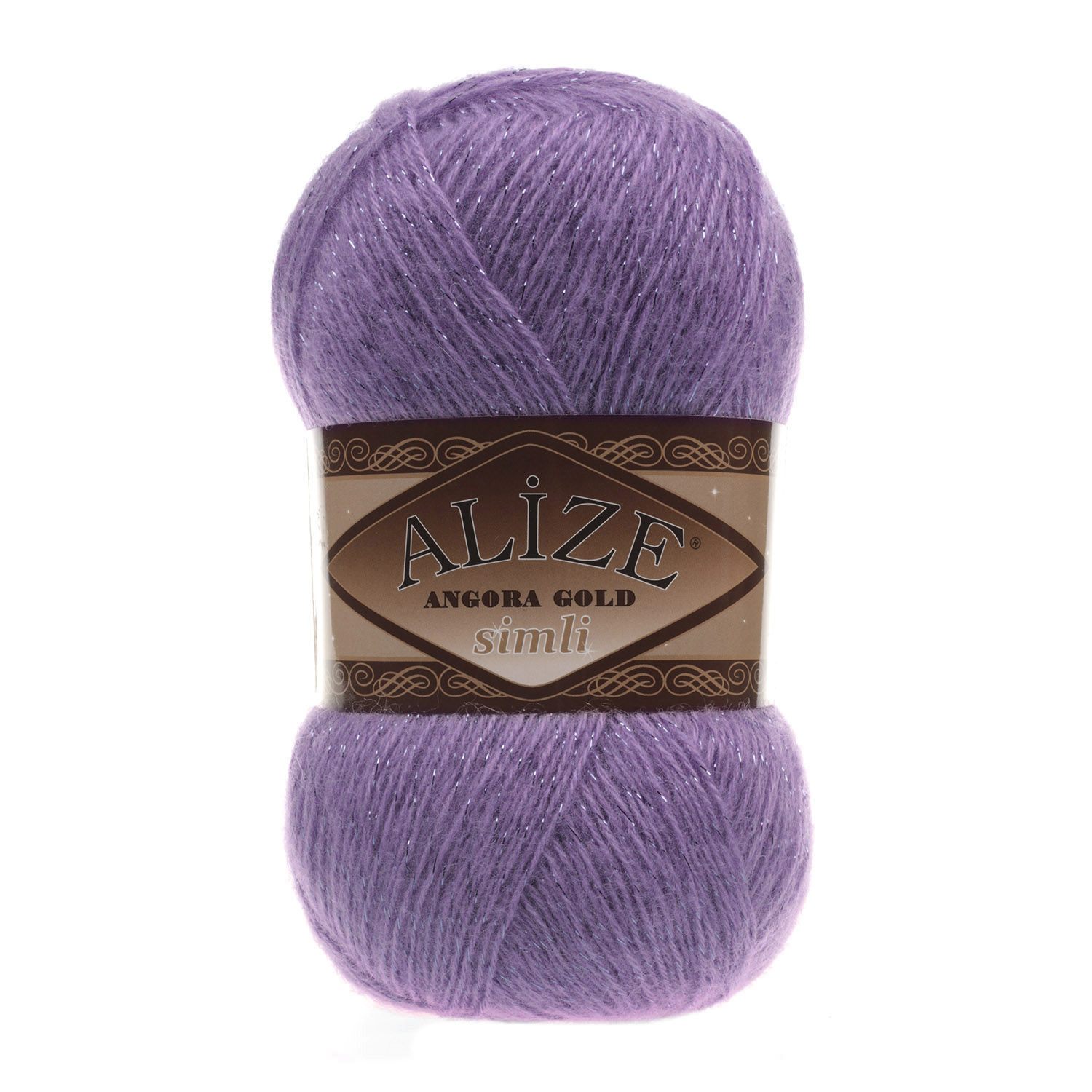

Пряжа Alize "Angora Gold Simli", 500 метров, 5 мотков по 100 грамм, цвет: 206 аметист ( 5)