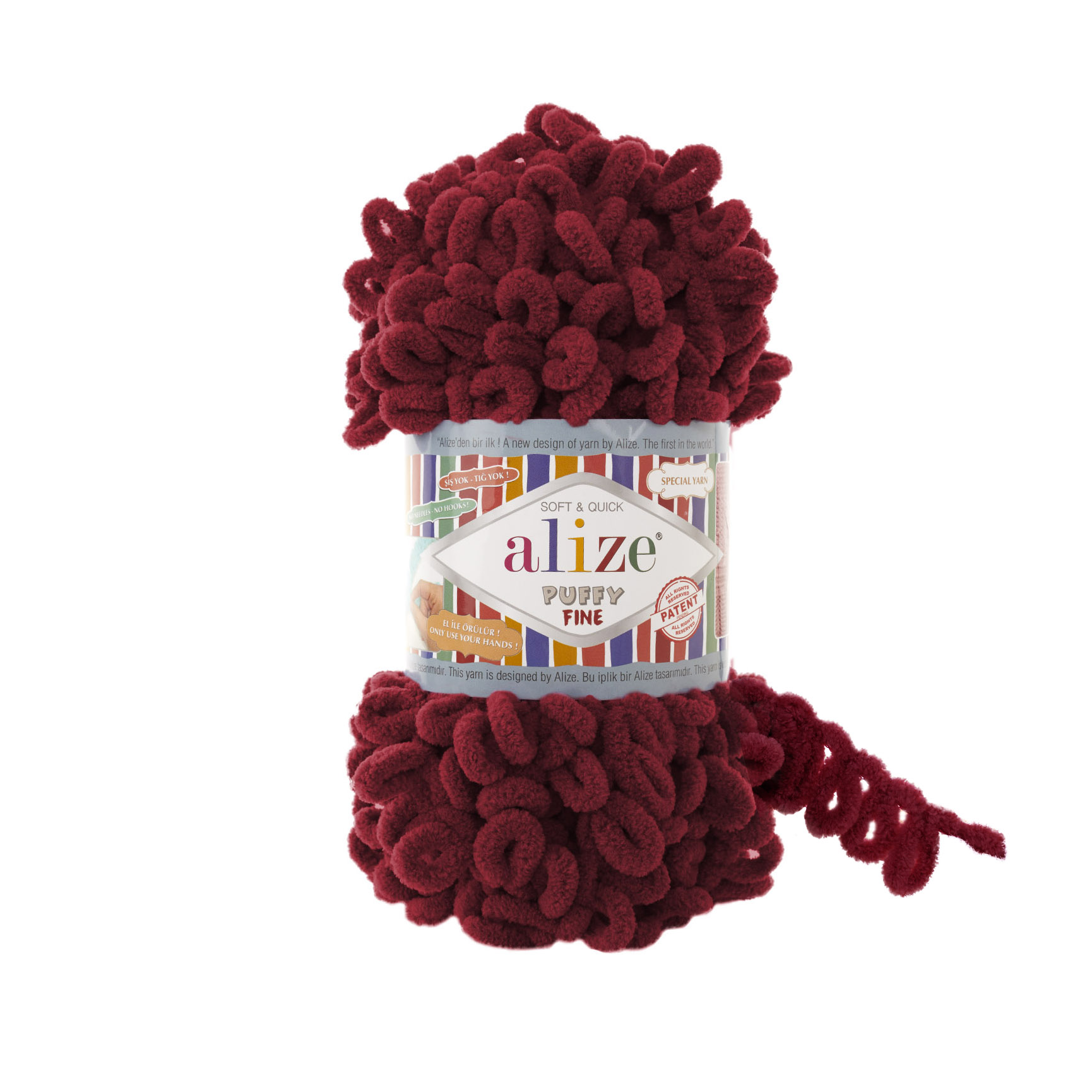 

Пряжа Alize PUFFY.FINE.107 Puffy Fine 107 вишня, Бордовый, Puffy Fine