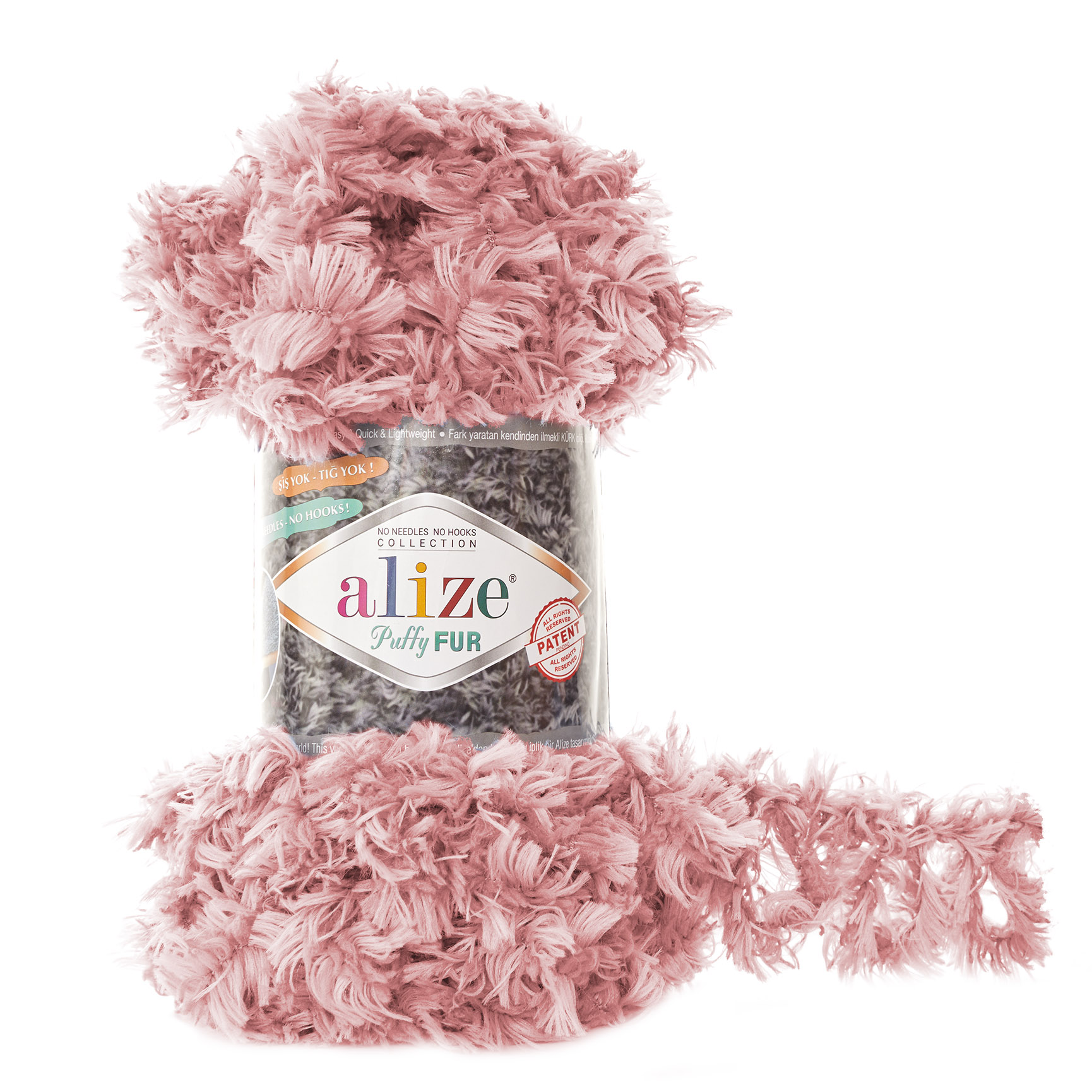 

Пряжа Alize "Puffy Fur", 6 метров, 5 мотков по 100 грамм, цвет: 6102 розовый