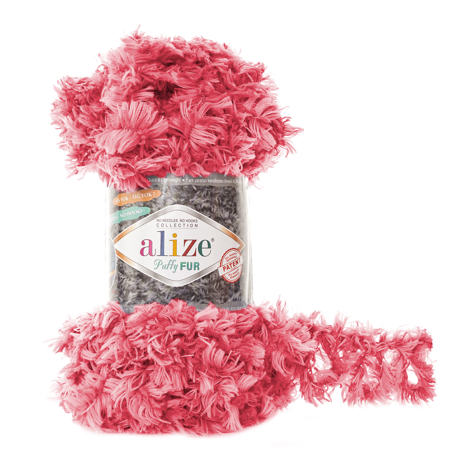 

Пряжа Alize Puffy Fur, 6 м, 100 г, цвет: 6115 розовый (5 мотков) 5 шт.