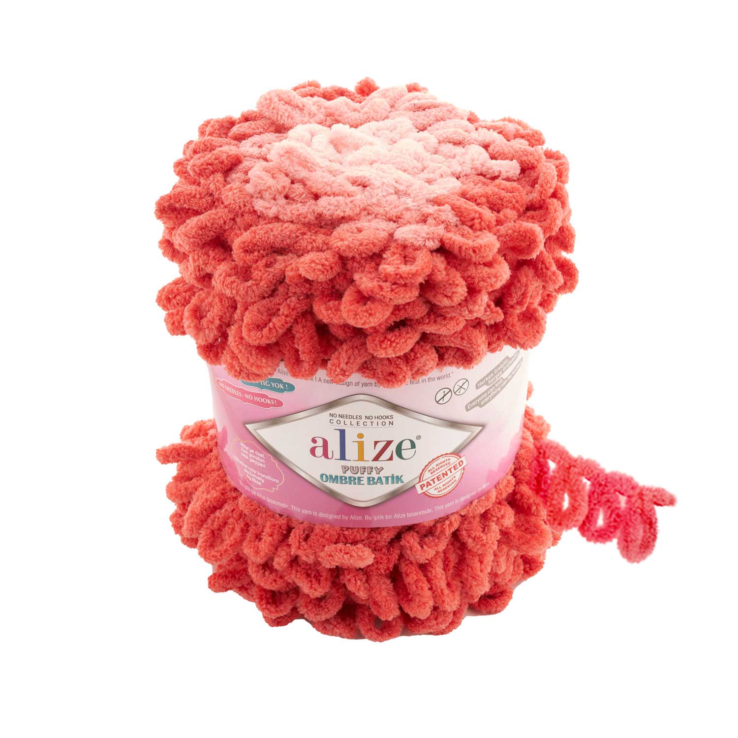 

Пряжа Alize "Puffy Ombre Batik", 55 метров, 1 моток 600 грамм, цвет: 7416 красный