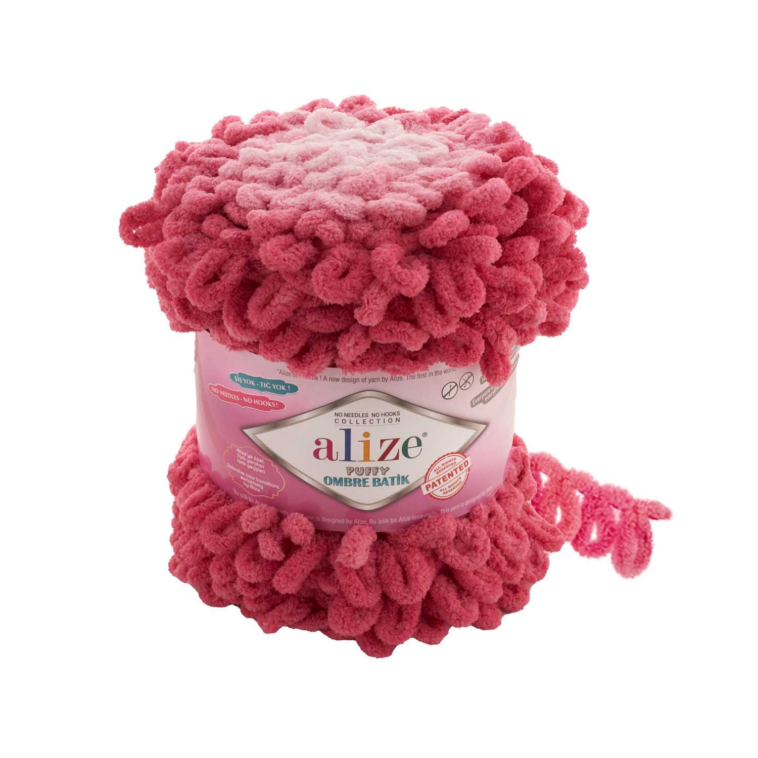 

Пряжа Alize "Puffy Ombre Batik", 55 метров, 600 грамм, цвет: 7418 розовый