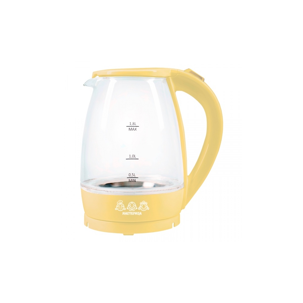 Чайник электрический Мастерица ЕК-1801G 1.8 л прозрачный, бежевый чайник электрический мастерица ек 1701m 1 7 л белый серый
