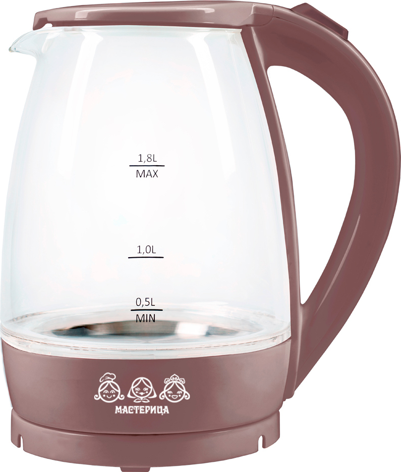 Чайник электрический Мастерица ЕК-1801G 1.8 л прозрачный, коричневый акварель sennelier artist туба 10 мл прозрачный коричневый