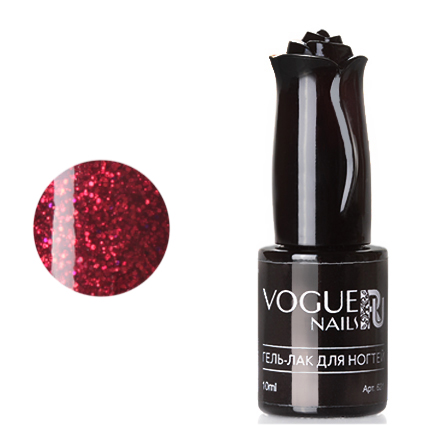 

Гель-лак Vogue Nails бордово-красный с блестками плотный 10 мл