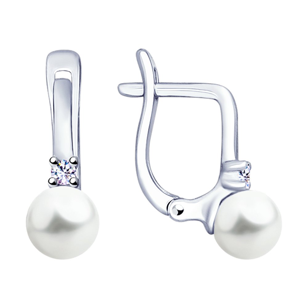 

Серьги женские из серебра SOKOLOV 94023059, фианит/жемчуг, 94023059