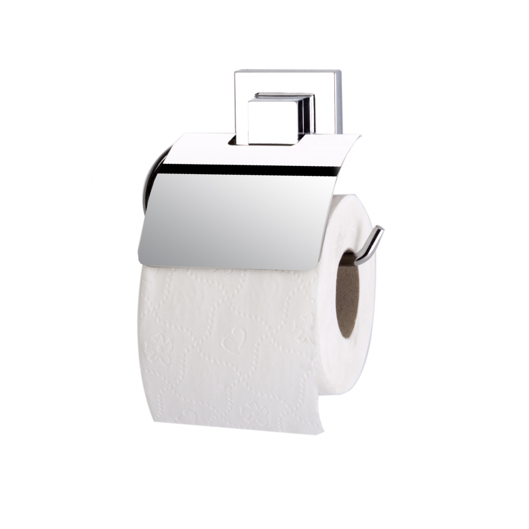 Держатель туалетной бумаги с крышкой EF238 самоклеящийся хром