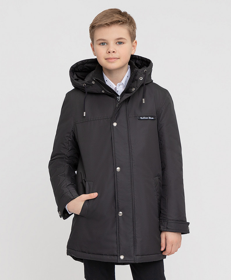 

Пальто черное с капюшоном Button Blue 221BBBS45010800 р.122, 221BBBS45010800