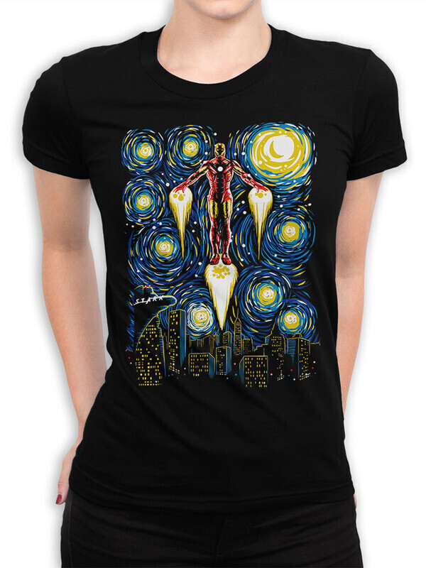 

Футболка женская Dream Shirts Звездная ночь Тони Старка Женская 50007961 черная M, Звездная ночь Тони Старка Женская 50007961