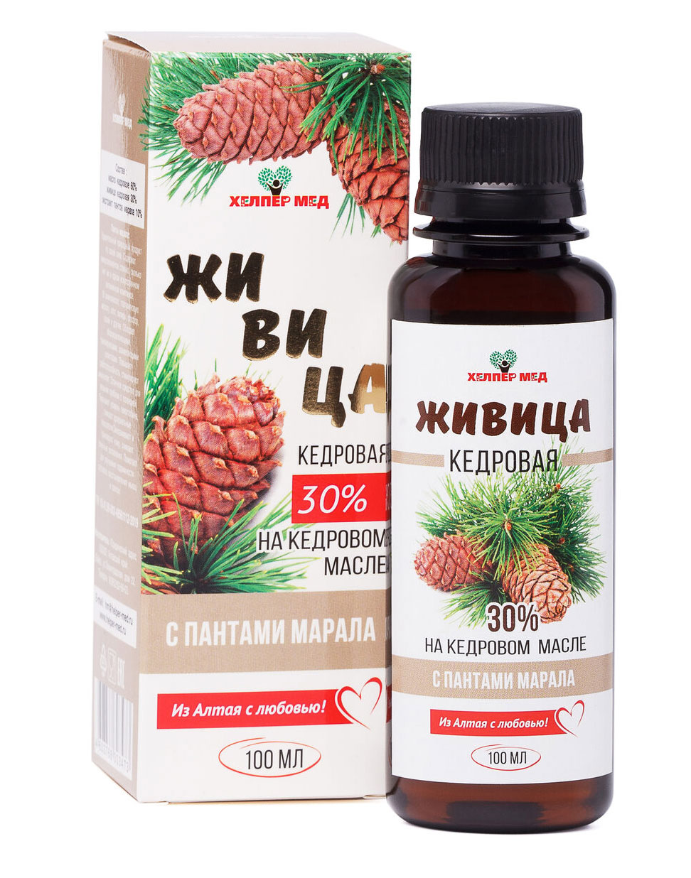 Живица кедровая Хелпер Мед с пантами марала флакон 100 мл