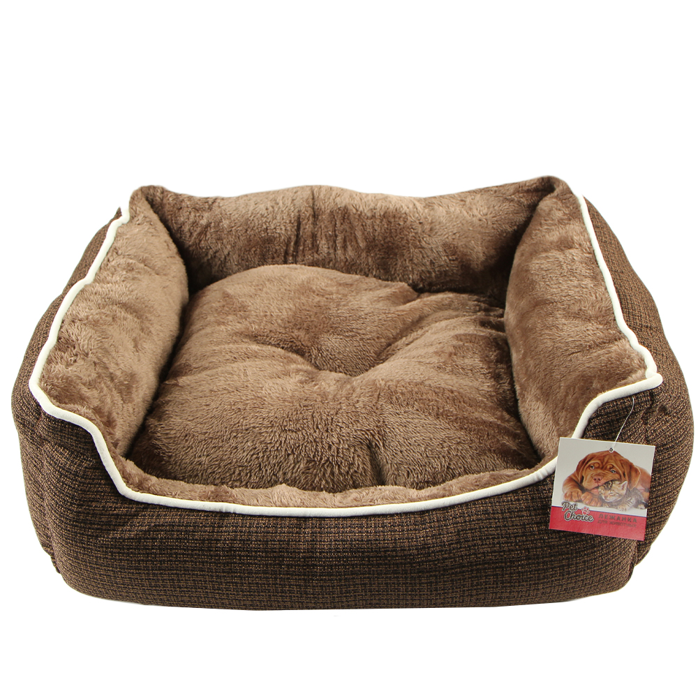 Лежанка для кошек и собак Pet Choice текстиль, искусственный мех 80x60x19см коричневый
