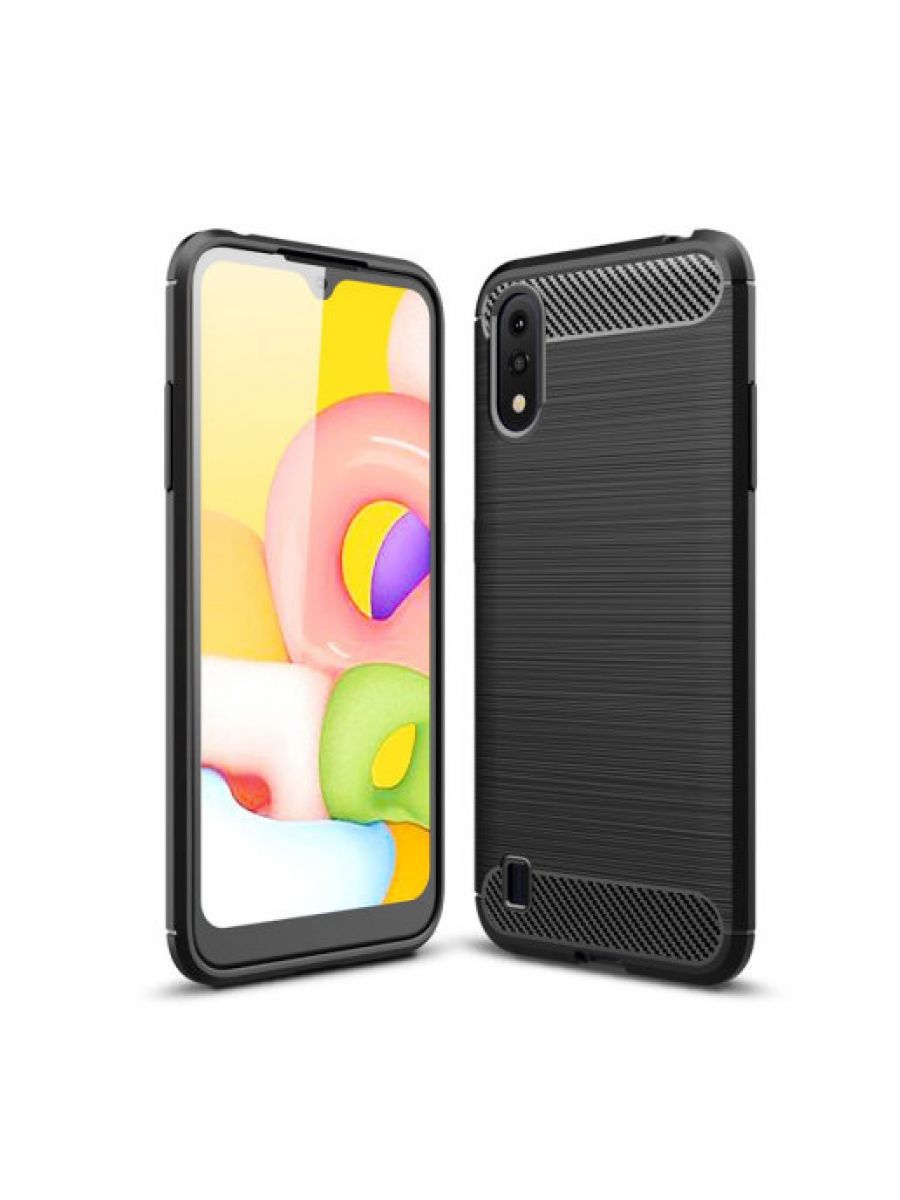 

Brodef Carbon Силиконовый чехол для Samsung Galaxy A01 Черный