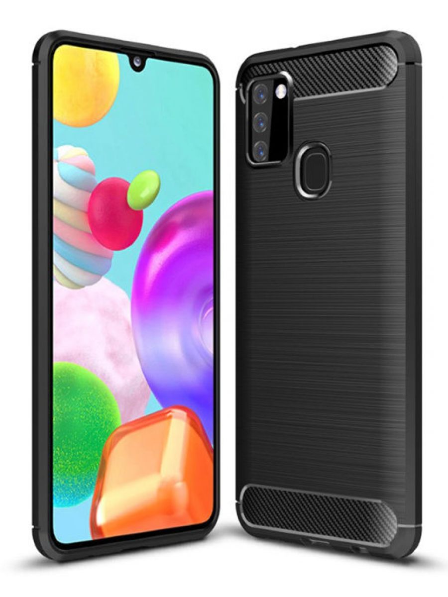 

Brodef Carbon Силиконовый чехол для Samsung Galaxy A21s черный