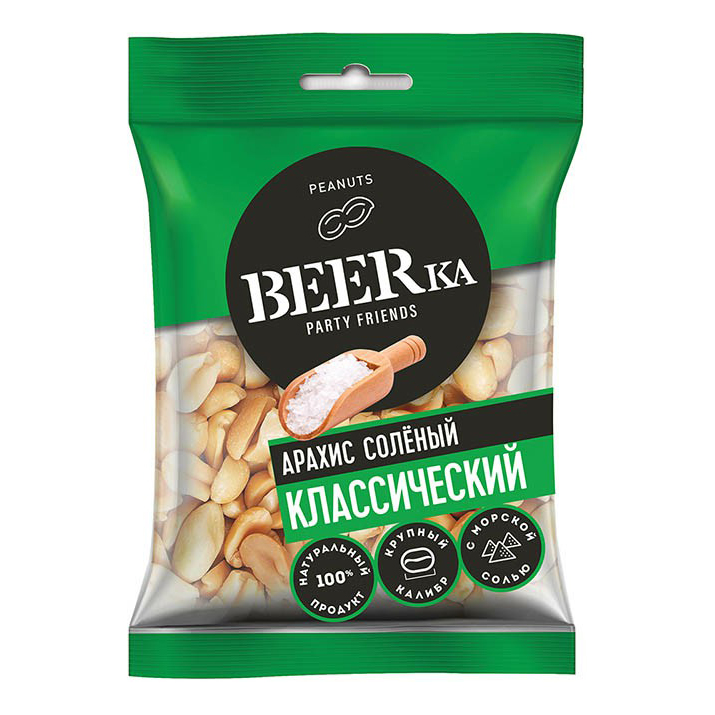 Арахис Beerka жареный очищенный с морской солью 90 г