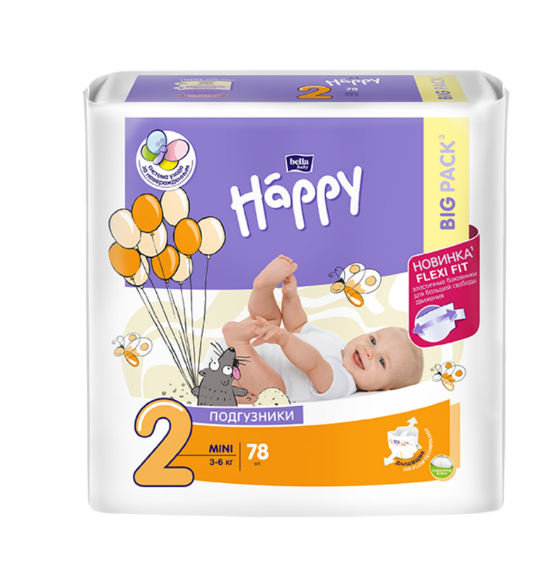 фото Подгузники для детей bella baby happy mini по 78 шт.