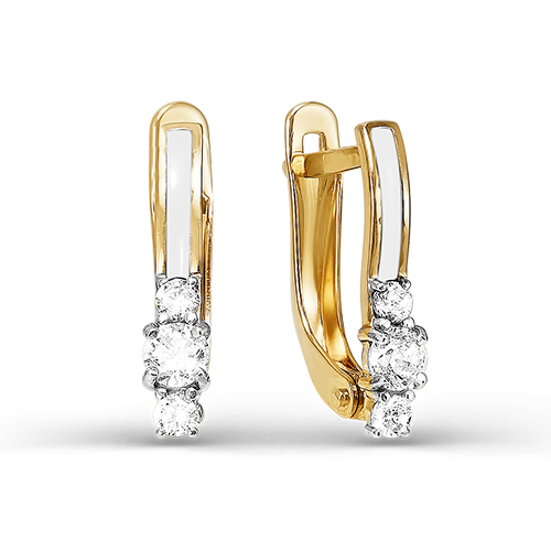 

Серьги из желтого золота с фианитом Яхонт Ювелирный 162584, 162584